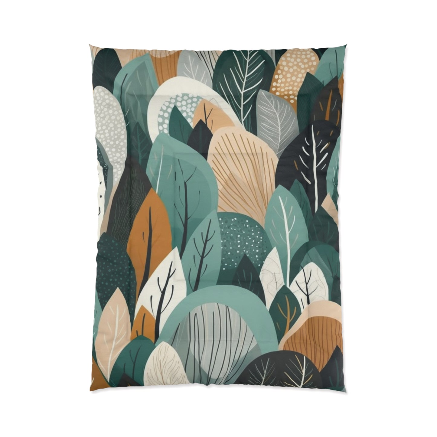 Sustainable Earth Tones Leaves Natural Shapes Pattern Comforter