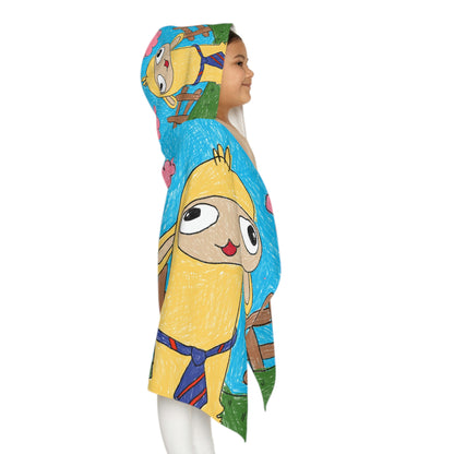 Llama Lovers: Heart and Animal Design Graphic Youth Hooded Towel