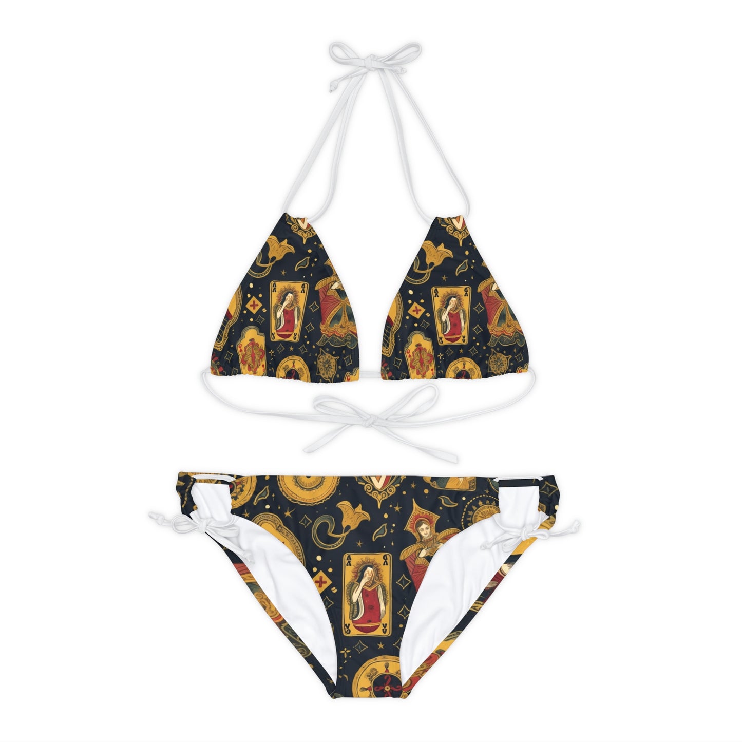 Tarot Card Art & Symbolism Inspired Pattern Design Strappy Bikini Set (AOP)