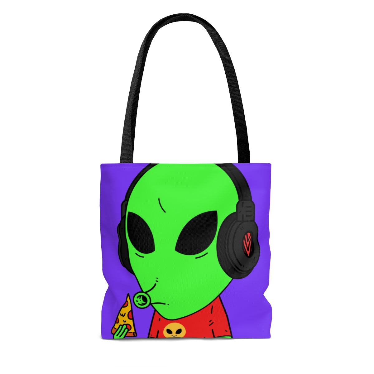 The Visitors Pizza Alien with Headphones AOP Tote Bag