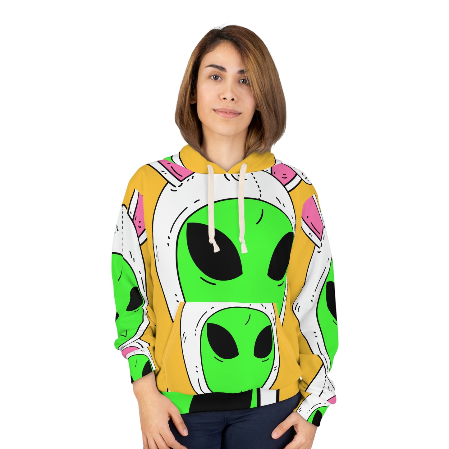 Bunny Rabbit Alien Visitante AOP Sudadera con capucha unisex 