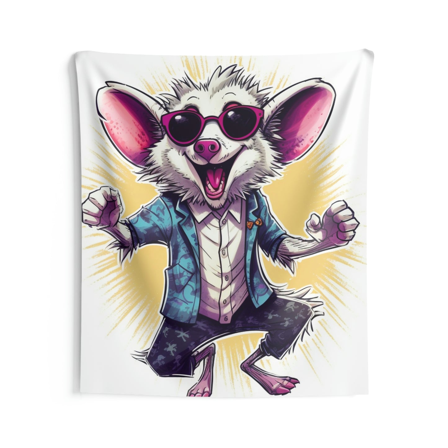 Joyous Opossum Cartoon Anime Design Indoor Wall Tapestries