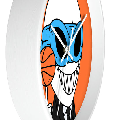 Alien BBall Sport Ninja Mask Orange Basketball Wall clock