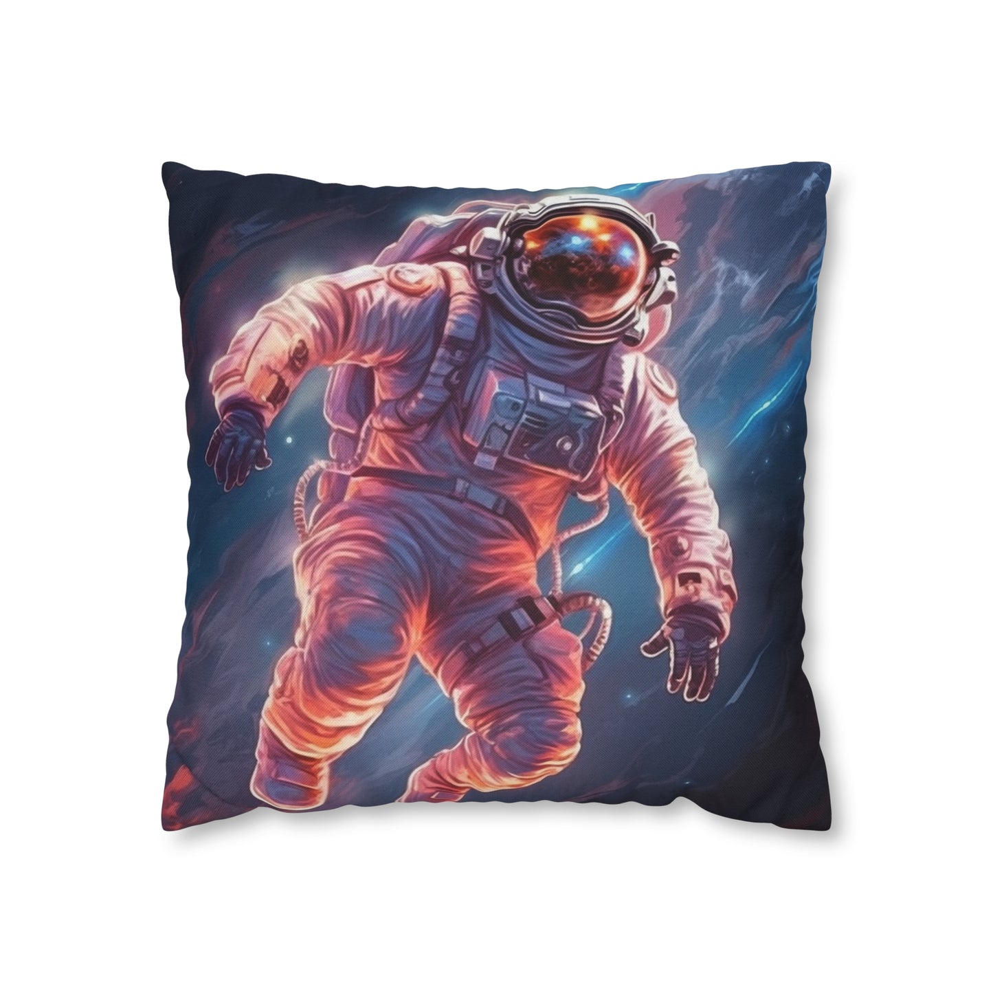 Astronaut Outer Space - Galaxy Starfield Art Spun Polyester Square Pillow Case