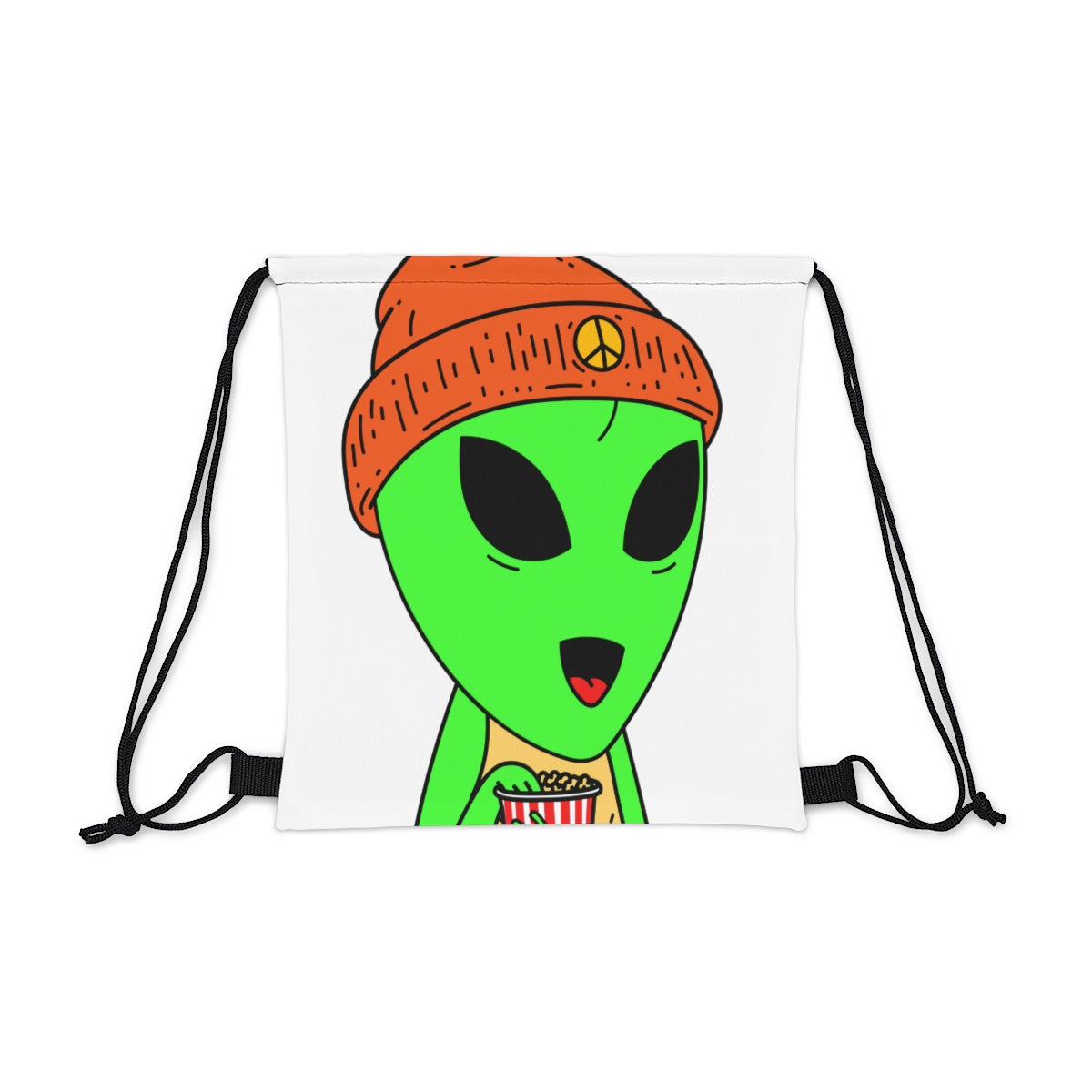 Big Smile Popcorn Green Visitor Peace Hat Outdoor Drawstring Bag