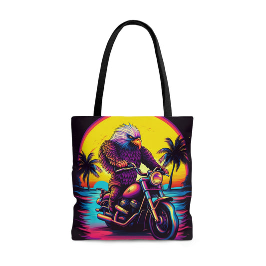 Rider Motorcycle American Bald Eagle Flyer US Graphic Tote Bag (AOP)