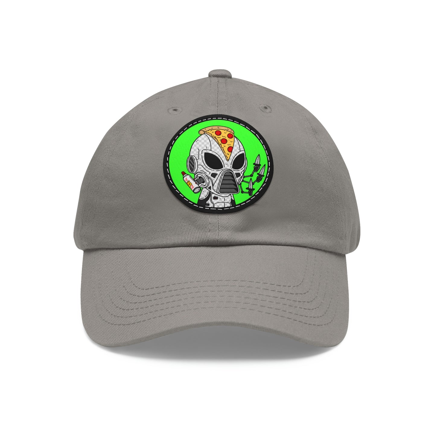 Gorro Pizza Chef Visitor Alien Dad con parche de cuero (redondo)