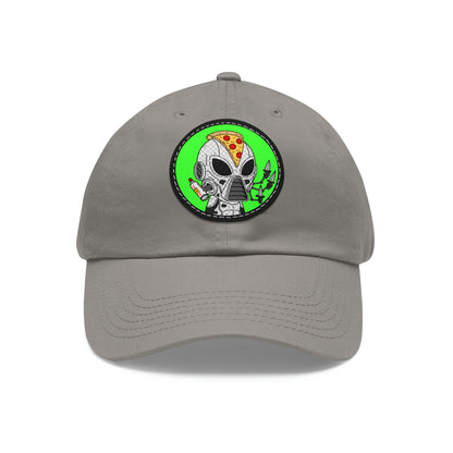 Gorro Pizza Chef Visitor Alien Dad con parche de cuero (redondo)