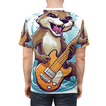 Otter Guitar Music Player Furry Animal Graphic Unisex Cut & Sew Tee (AOP)