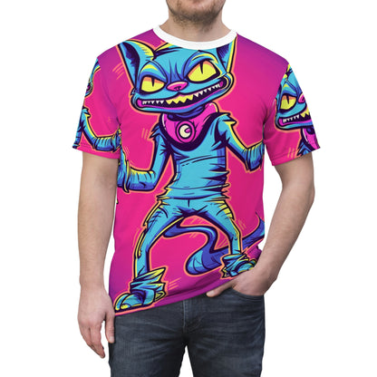 Evil Alien Cat Style Unisex Cut & Sew Tee (AOP)