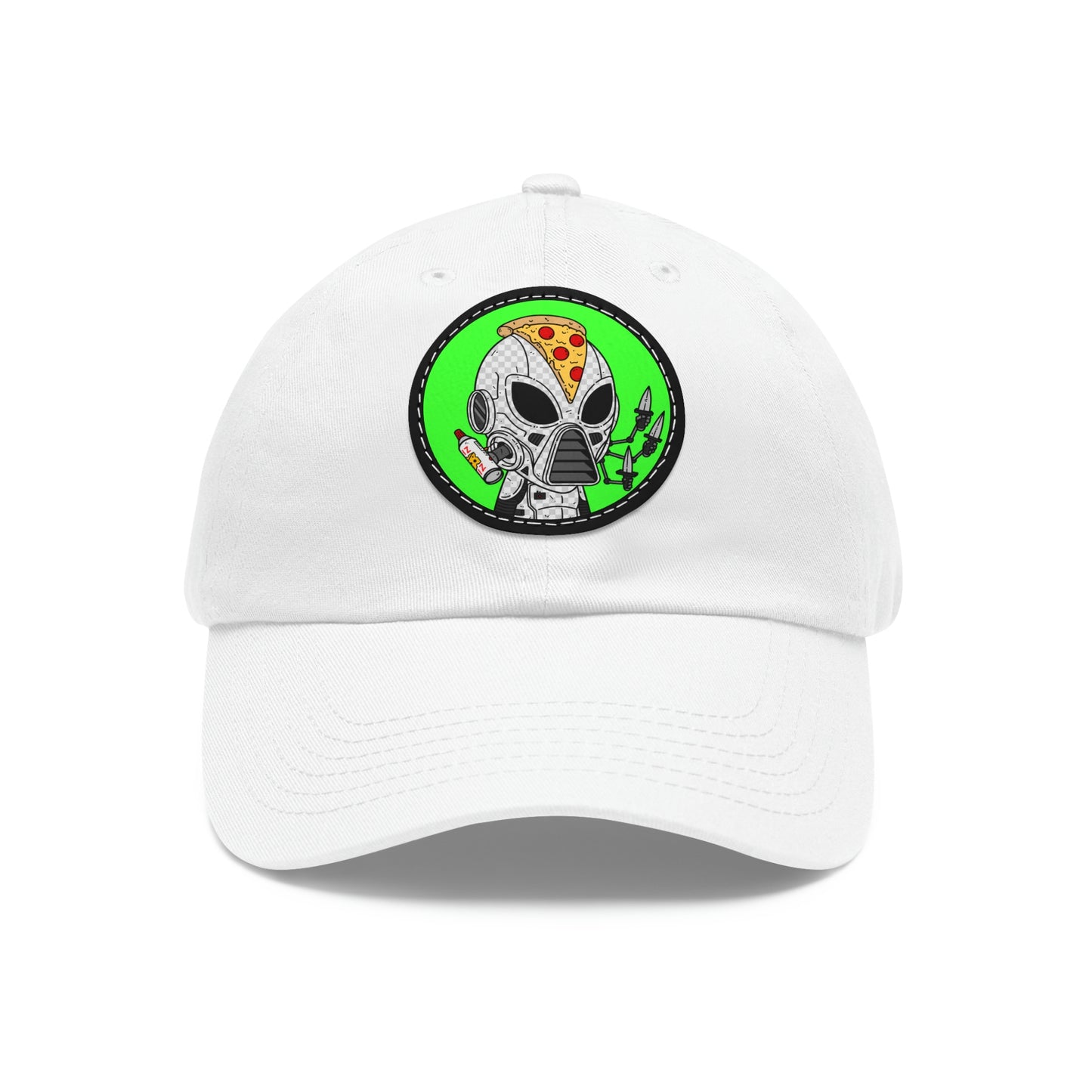 Gorro Pizza Chef Visitor Alien Dad con parche de cuero (redondo)