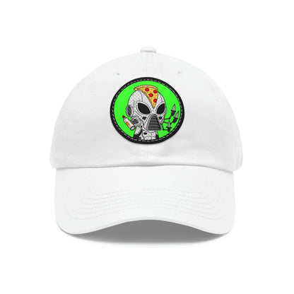 Gorro Pizza Chef Visitor Alien Dad con parche de cuero (redondo)