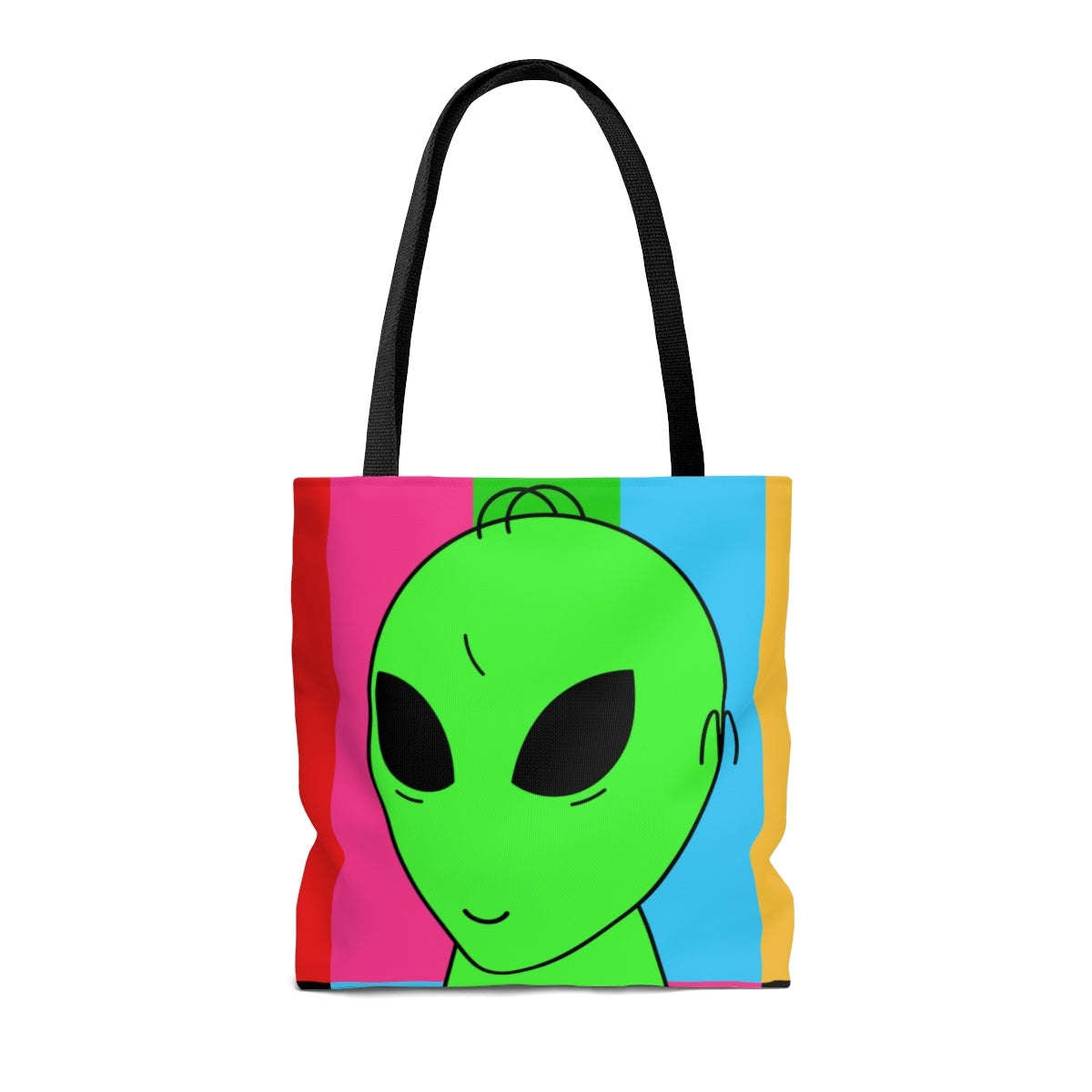 Green Alien Smile Hair Visitor Character Cartoon Comic AOP Tote Bag