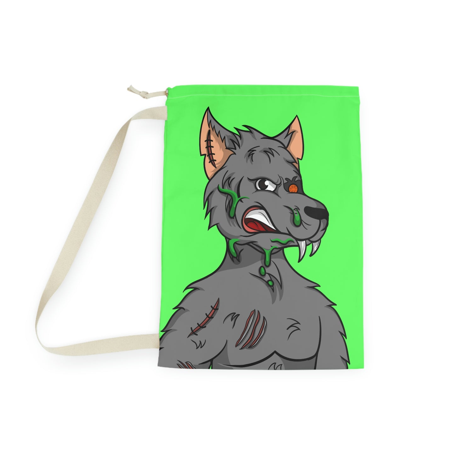 Wolf Gray Anime Werewolve Cyborg Laundry Bag