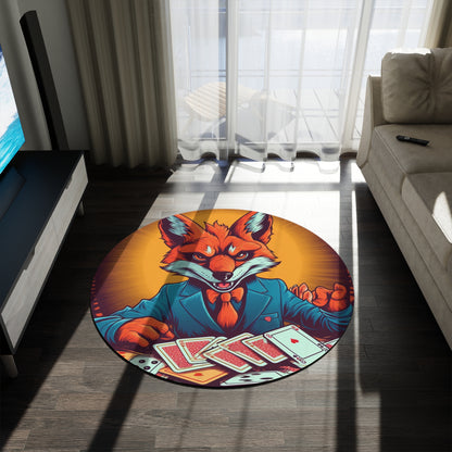 Fox Poker Animal Star Player Game Graphic Round Rug