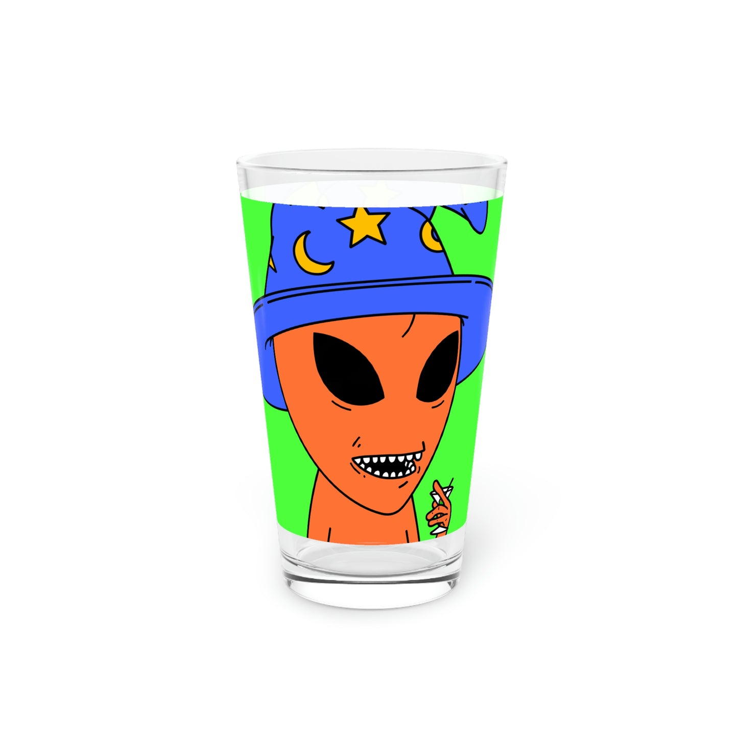 Alien Wizard Visi Potion Drink Pint Glass, 16oz