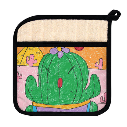 Desert Cactus Sumo Wrestler Graphic Pot Holder with Pocket