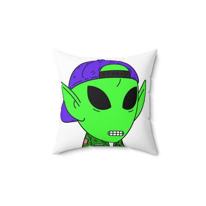 Green Military Jacket pointy ear Visitor Alien Spun Polyester Square Pillow
