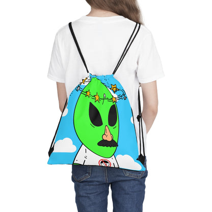 Alien Green Star Head Fake Nose Mustache Imposter Anti Human Visitor Outdoor Drawstring Bag