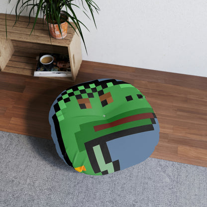 Dinosaur Dino Pixel Tufted Floor Pillow, Round