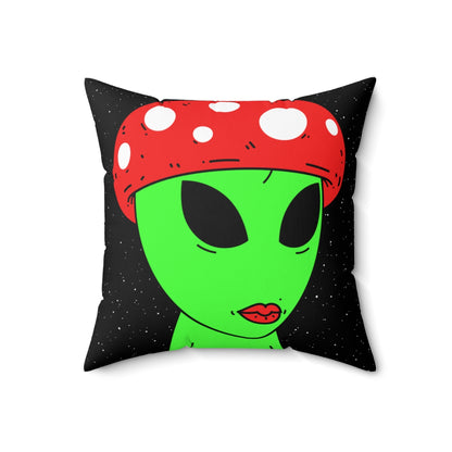 Multi Visitor (2) Green Alien w/ Devil Wings + Mushroom Head Spun Polyester Square Pillow - Visitor751