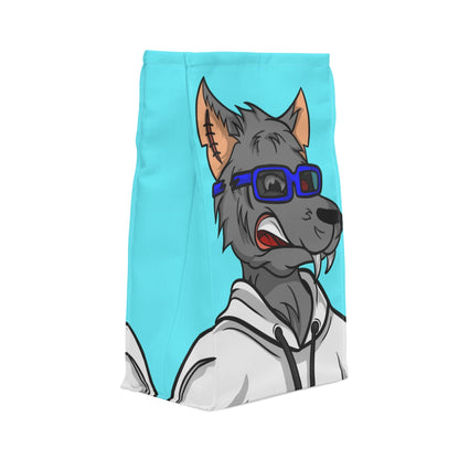 Wolf Grey Blue Cyborg Glasses White Sweatshirt Hoodie Polyester Lunch Bag