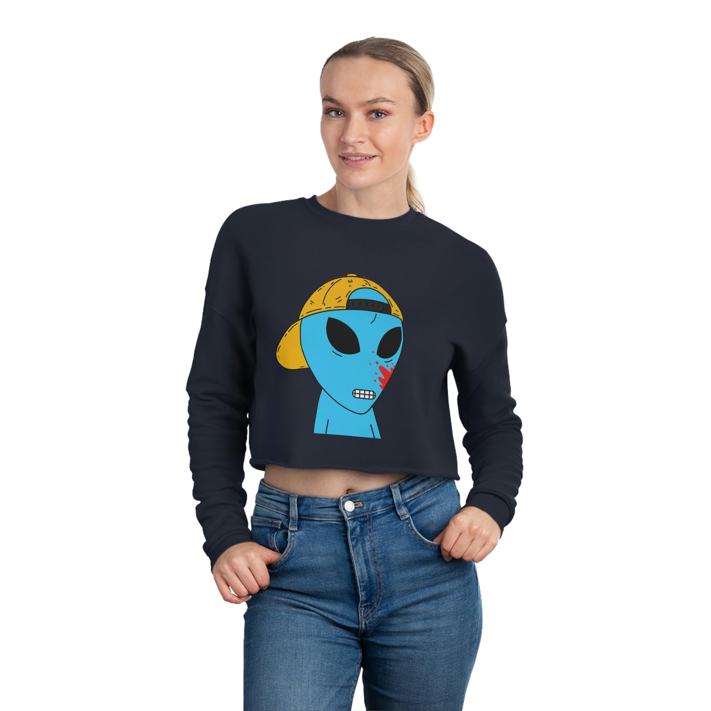 Alien Blue Blood Visitor Women's Cropped Sweatshirt