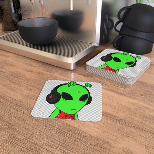 Alien Music Headphone Podcast Character Visitor Coasters (50, 100 pcs)