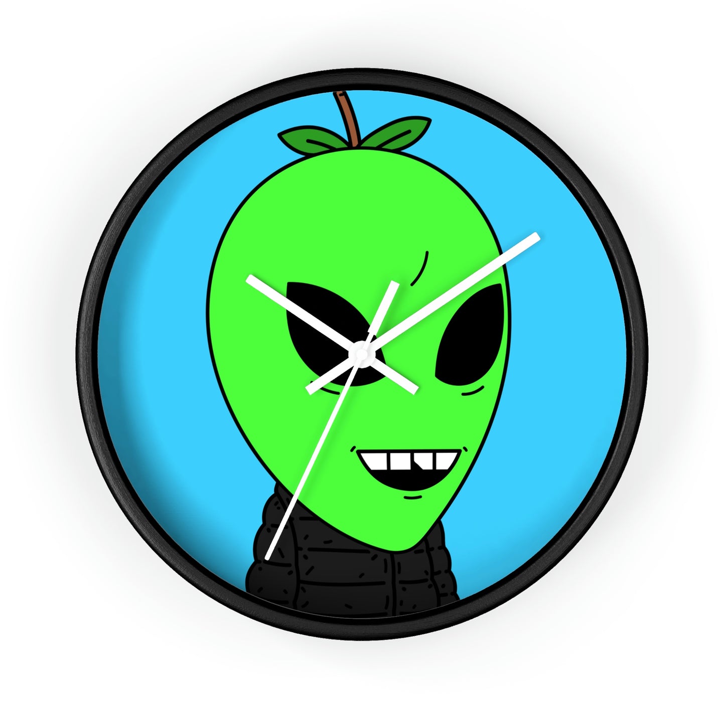 Green Apple Chipped tooth Visitor Smiling Wall clock