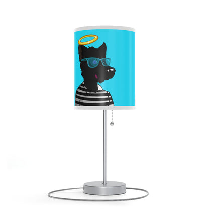 Cyborg Wolve Angel Halo Striped Shirt Glasses Wolf Lamp on a Stand, US|CA plug