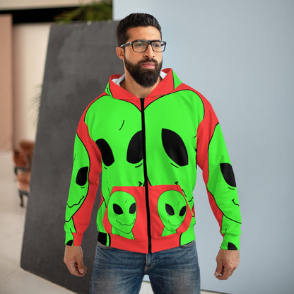 Wasted Alien Face AOP Unisex Zip Hoodie