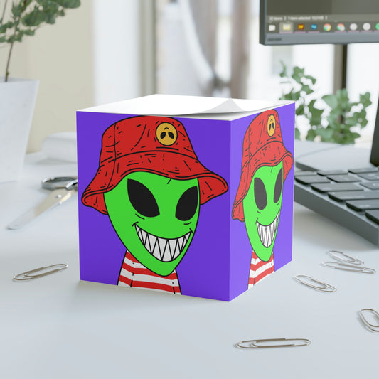 Alien Character Cartoon Big Smile Note Cube