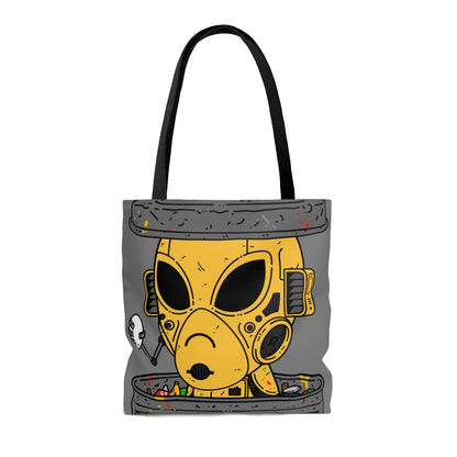 Trashcan Art Egg Armored Yellow Future Alien Cyborg Machine Visitor AOP Tote Bag