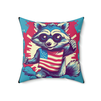 American Great Raccoon USA Classic Graphic Spun Polyester Square Pillow