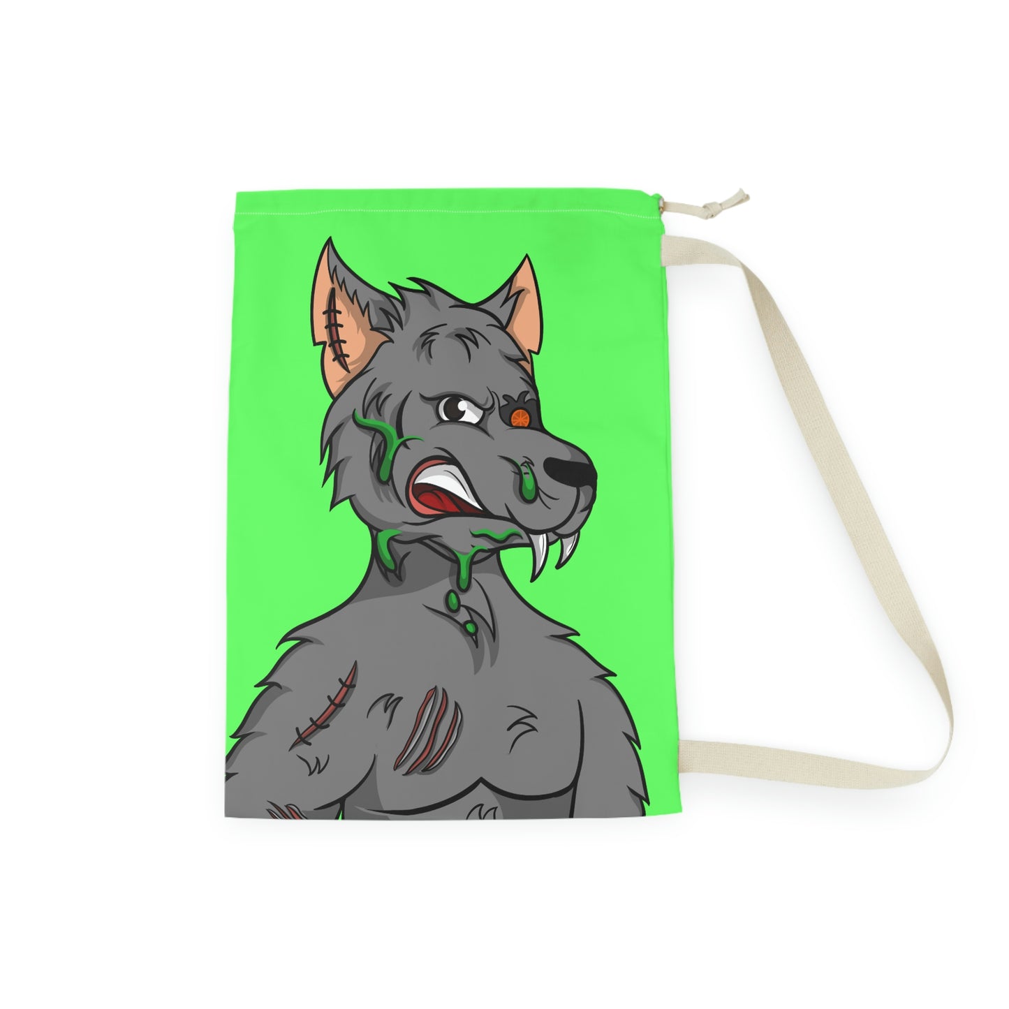 Wolf Gray Anime Werewolve Cyborg Laundry Bag