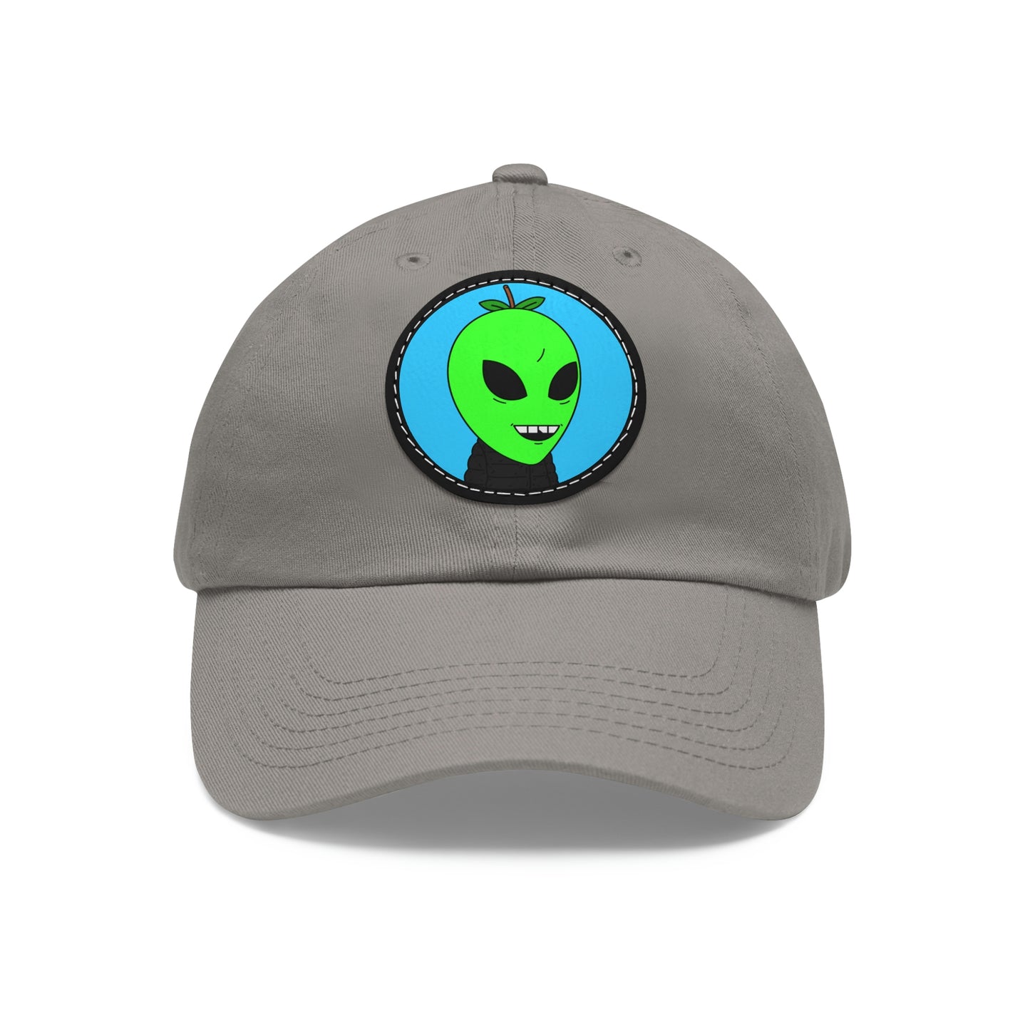 Green Apple Chipped tooth Visitor Smiling Dad Hat with Leather Patch (Round)