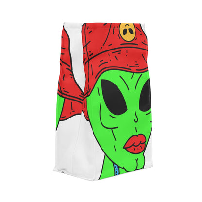 Old Green Alien Strong Chin Red Visi Hat Farmer Trouser Visitor Polyester Lunch Bag