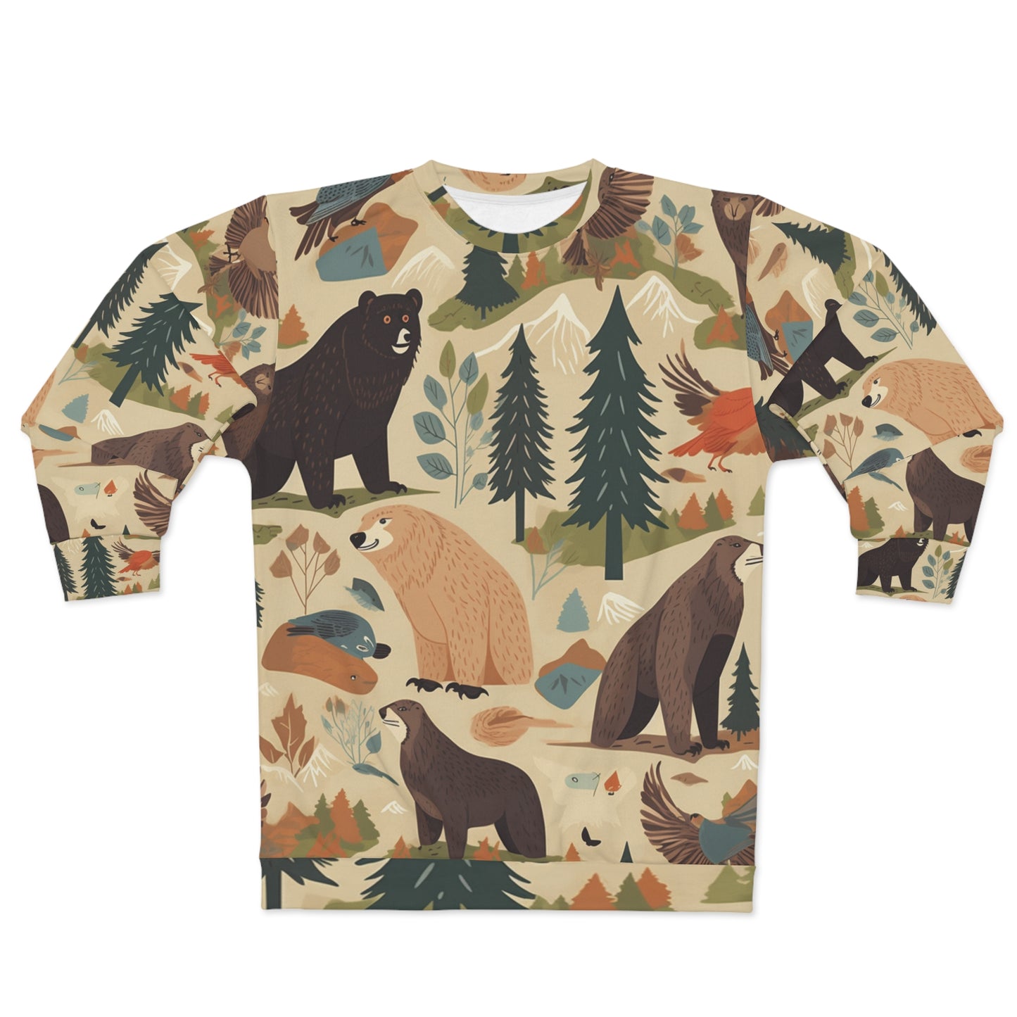 Inspirado en el desierto de EE. UU.: osos grizzly, sudadera unisex con patrón de animales (AOP) 