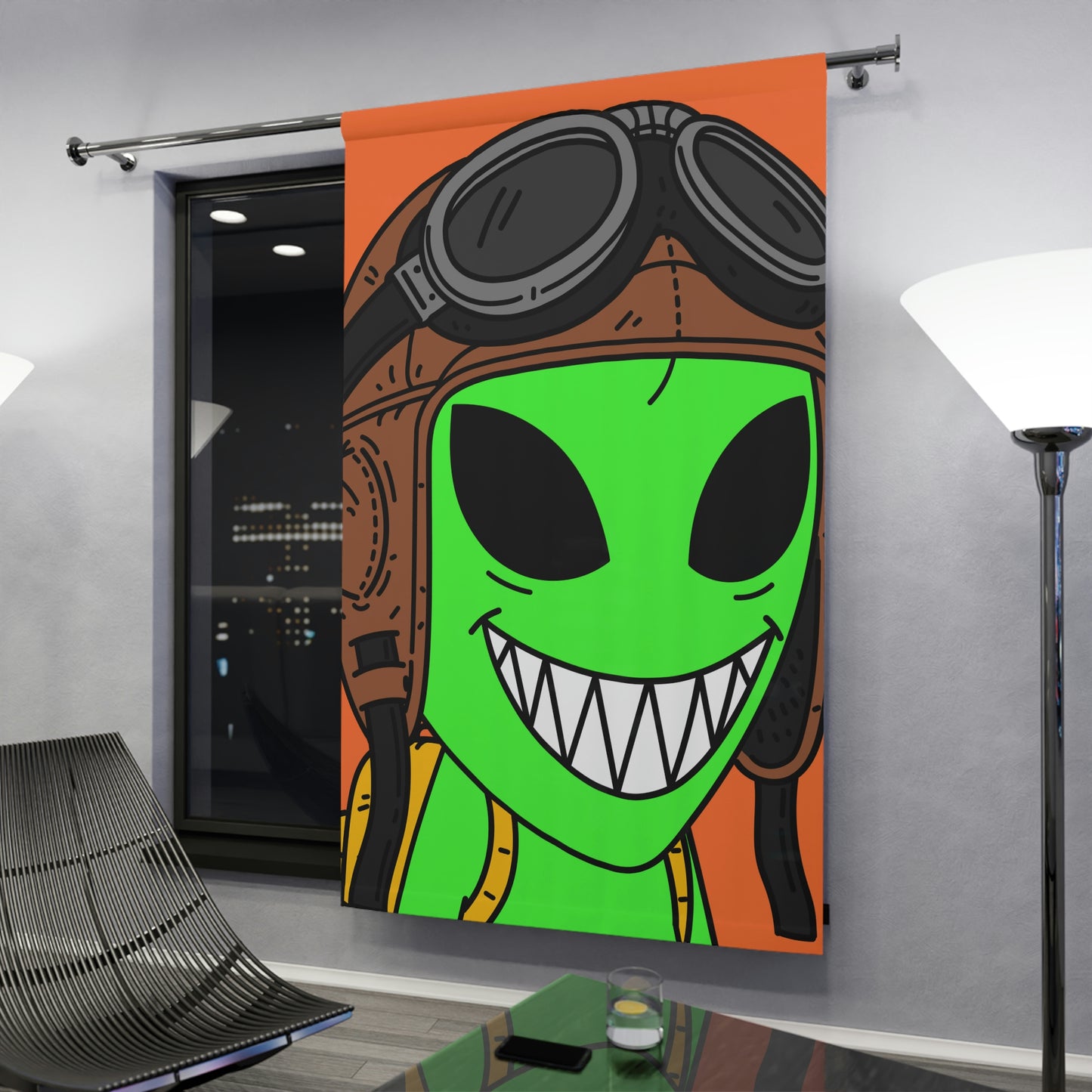 Space Force Aviator Alien Visitor Window Curtains (1 Piece)