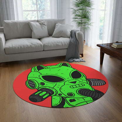 Cat Ears Armored Green Future Alien Cyborg Machine Visitor Round Rug - Visitor751