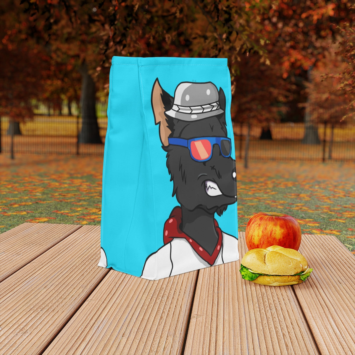 Cyborg Wolf Hoodie Sweatshirt Fedora Cap Polyester Lunch Bag