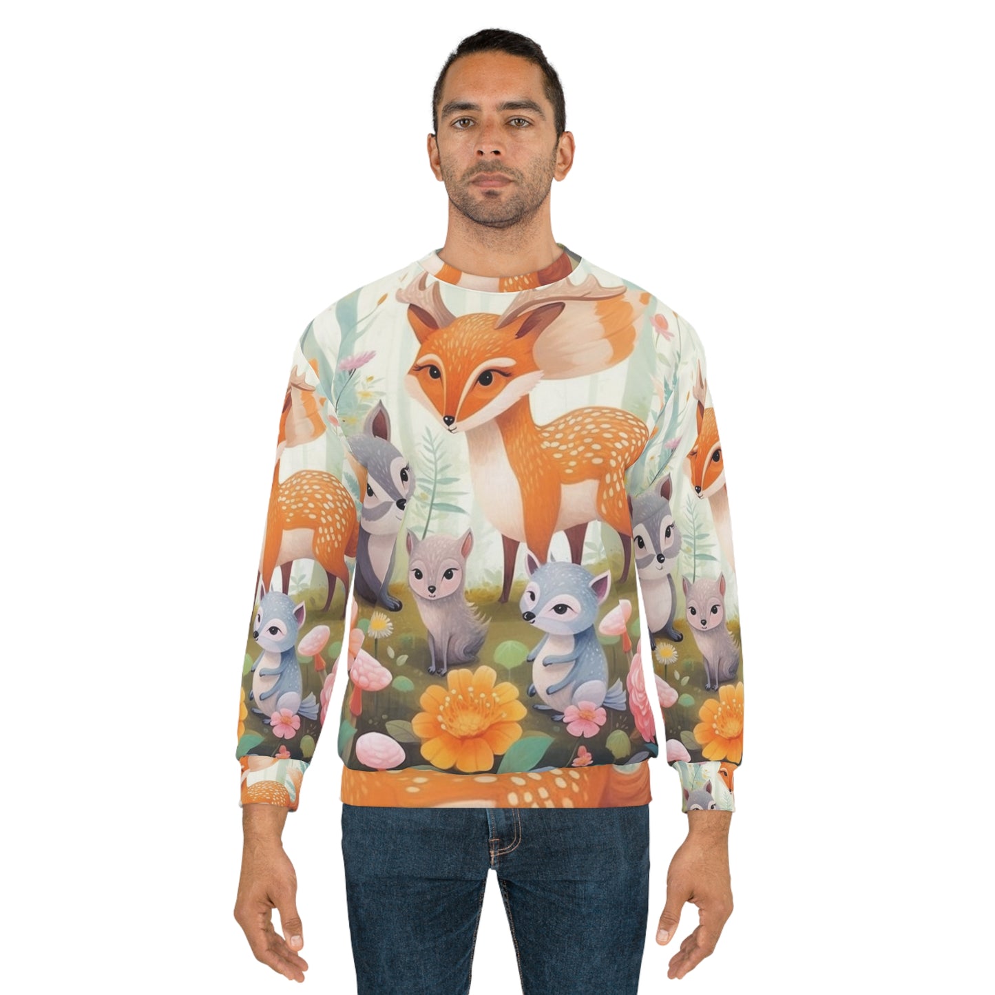 Lindas criaturas del bosque caprichosa arte animal sudadera unisex (AOP)