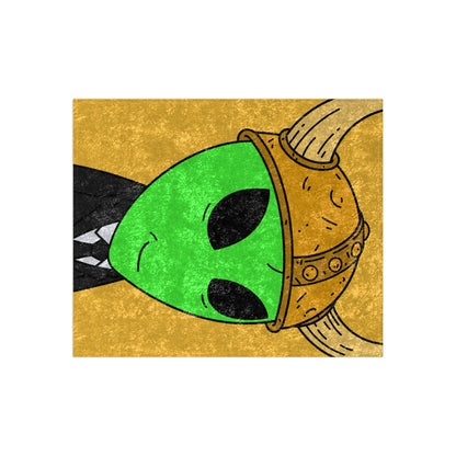 Green Smirk Face Alien Viking Helmet Black Business Suit Visitor Crushed Velvet Blanket - Visitor751