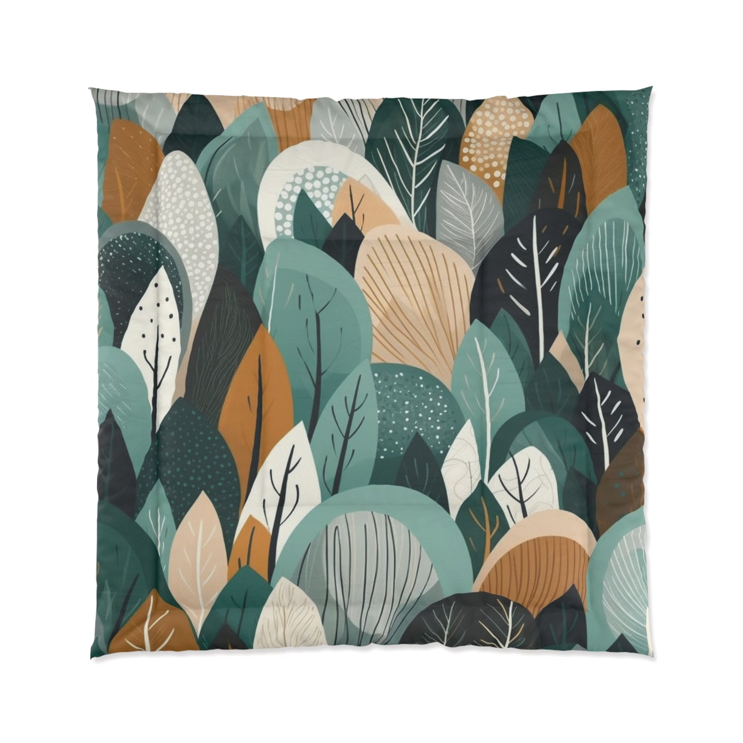 Sustainable Earth Tones Leaves Natural Shapes Pattern Comforter