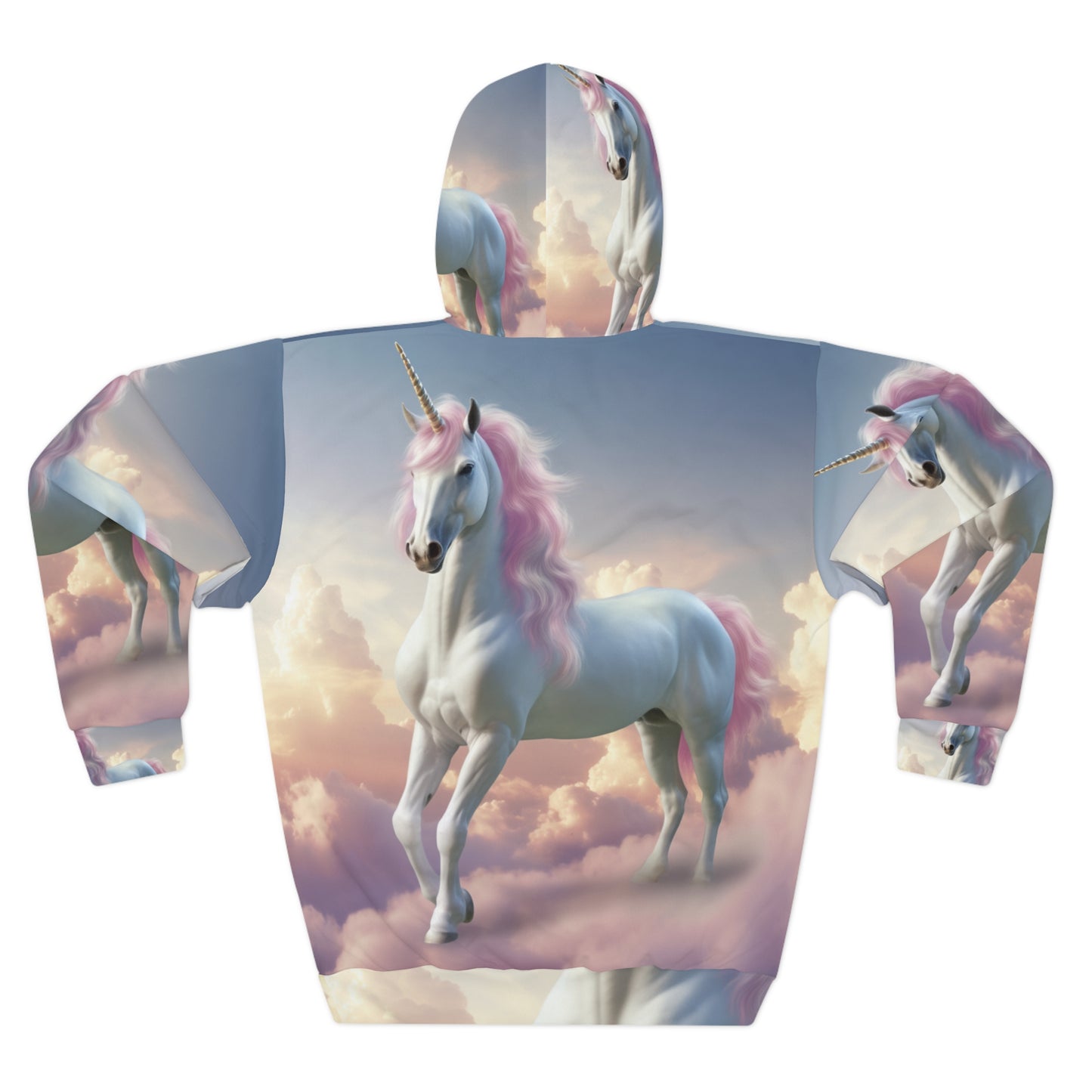 Unicorn &amp; Rainbow Artwork - Sudadera con capucha unisex con diseño en colores pastel caprichoso (AOP)