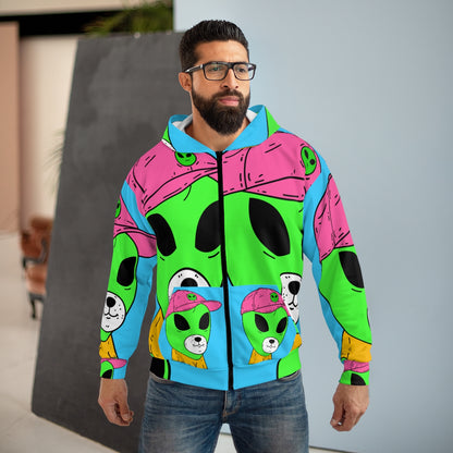 Animal Friend Alien Pet Cartoon AOP Unisex Zip Hoodie