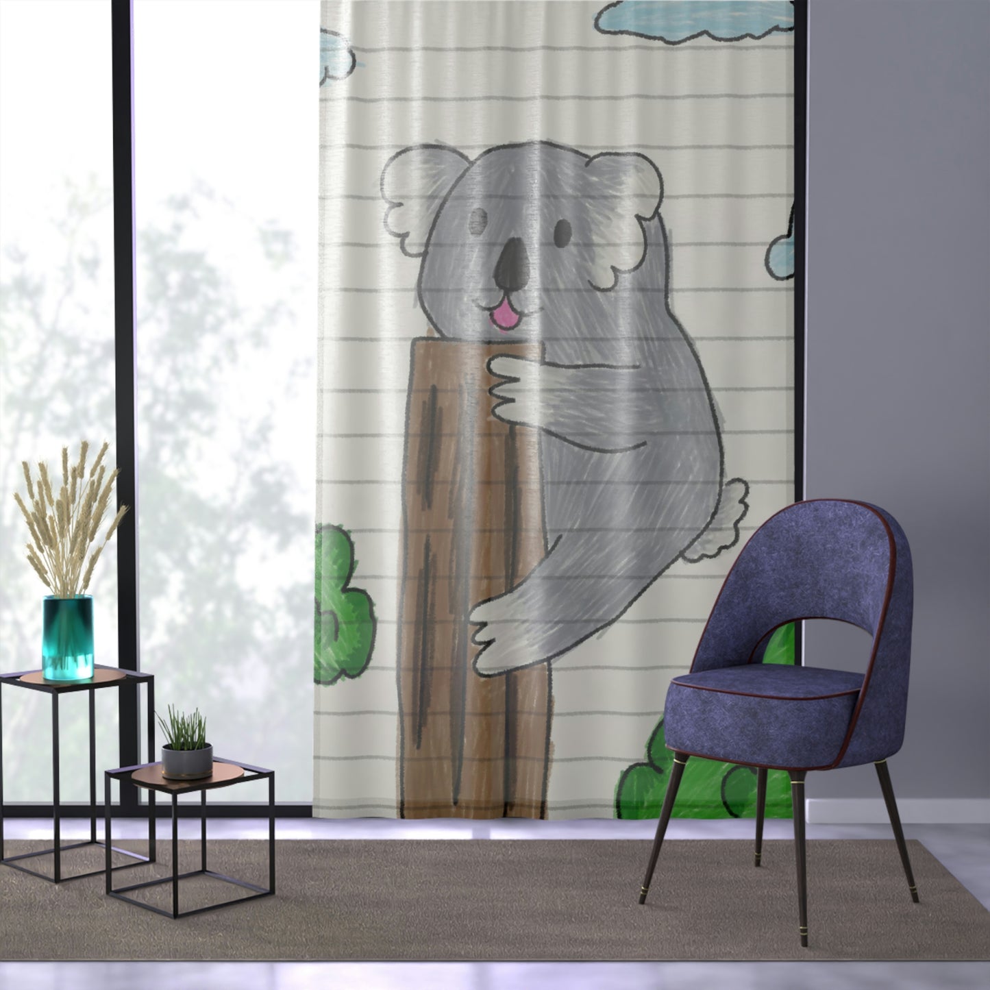 Koala Bear Animal Tree Climber Window Curtain