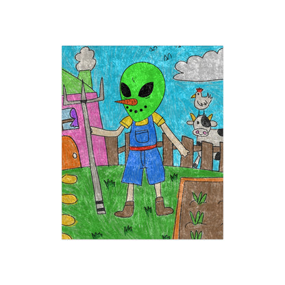 Farmer Animal Alien Veggie Visi Vegetable Visitor Crushed Velvet Blanket