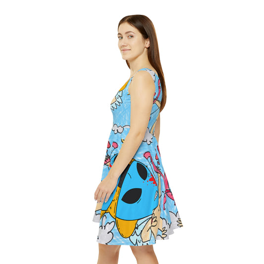 Valentine Arrow Heart Love Visitor Blue Blood Alien Women's Skater Dress