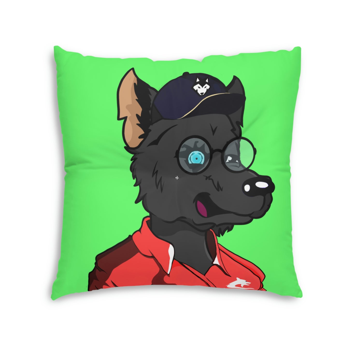 Cyborg Wolf Pack Red Sport Jacket Wolve Tufted Floor Pillow, Square